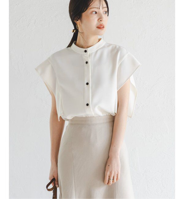 NOBLE「《WEB限定追加》スクエアースリーブフロントオープンブラウス」|シャツ・ブラウス|