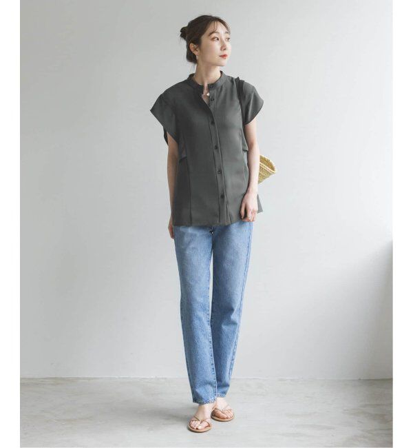 NOBLE「《WEB限定追加》スクエアースリーブフロントオープンブラウス」|シャツ・ブラウス|