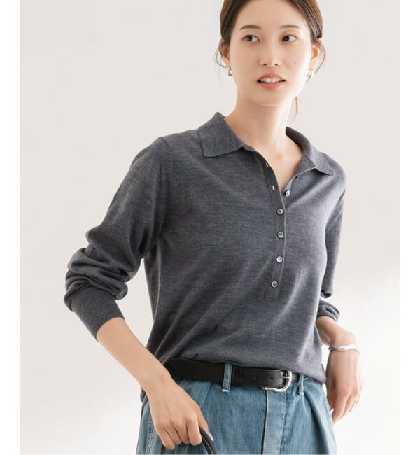 FRAMeWORK「イタリアヤーン basic ポロ衿プルオーバー」|ニット・セーター|