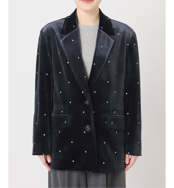 U by SPICK&SPAN「ドット刺繍ベロアジャケット」|テーラードジャケット|