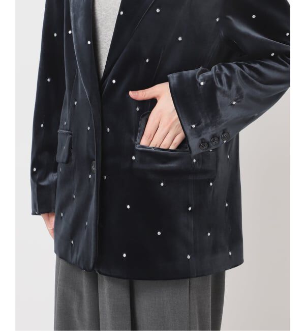 U by SPICK&SPAN「ドット刺繍ベロアジャケット」|テーラードジャケット|