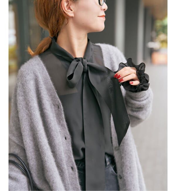 Spick and Span「エアリーシフォンボウタイブラウス」|シャツ・ブラウス|ブラック