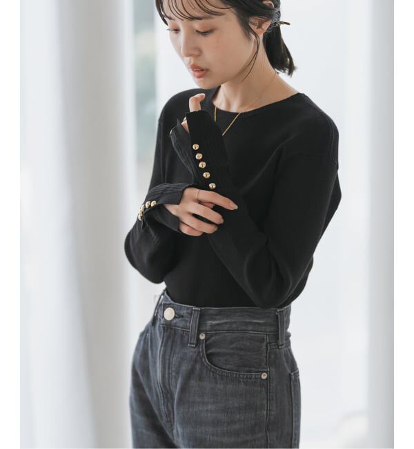 NOBLE「《WEB＆日本橋店限定・追加予約》ボタンディテールタイトリブニット」|ニット・セーター|