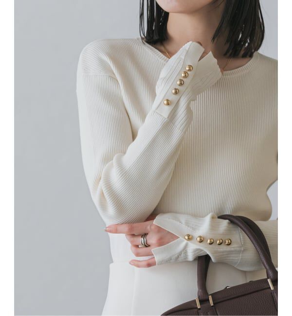 NOBLE「《WEB＆日本橋店限定・追加予約》ボタンディテールタイトリブニット」|ニット・セーター|