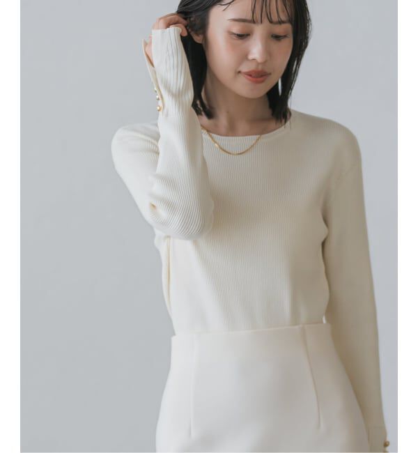 NOBLE「《WEB＆日本橋店限定・追加予約》ボタンディテールタイトリブニット」|ニット・セーター|