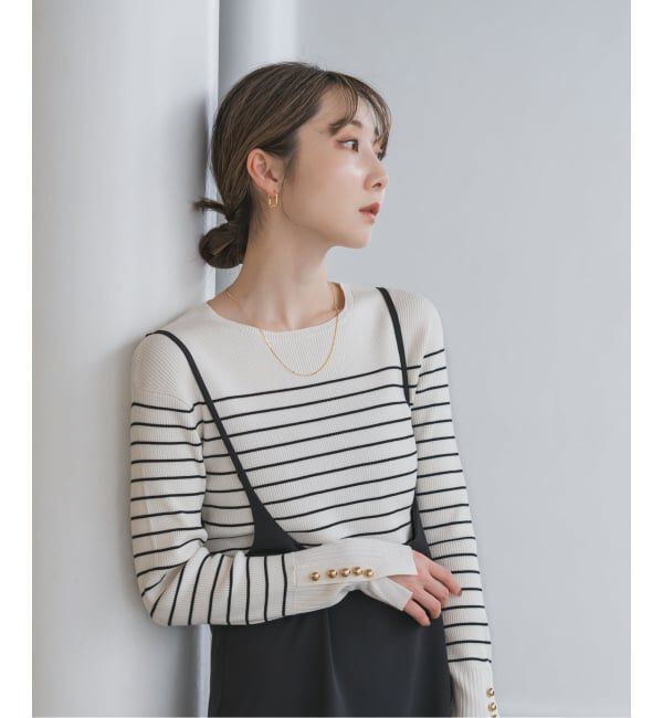 NOBLE「《WEB＆日本橋店限定・追加予約》ボタンディテールタイトリブニット」|ニット・セーター|