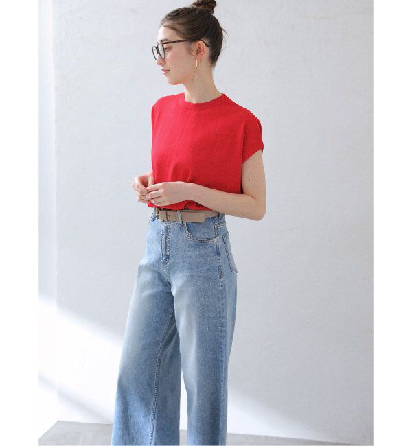  「【洗える】ウォッシャブルフレンチプルオーバー」|ニット・セーター|レッド