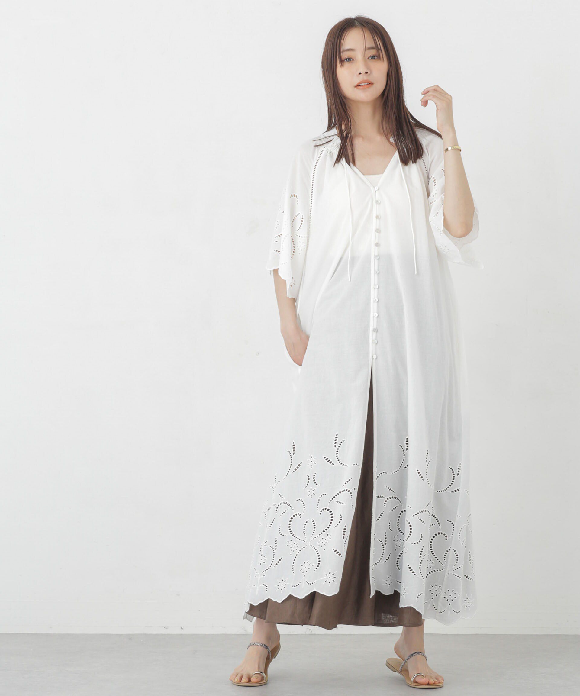 nano･universe「インドシフリー刺繍ワンピース」|ワンピース|