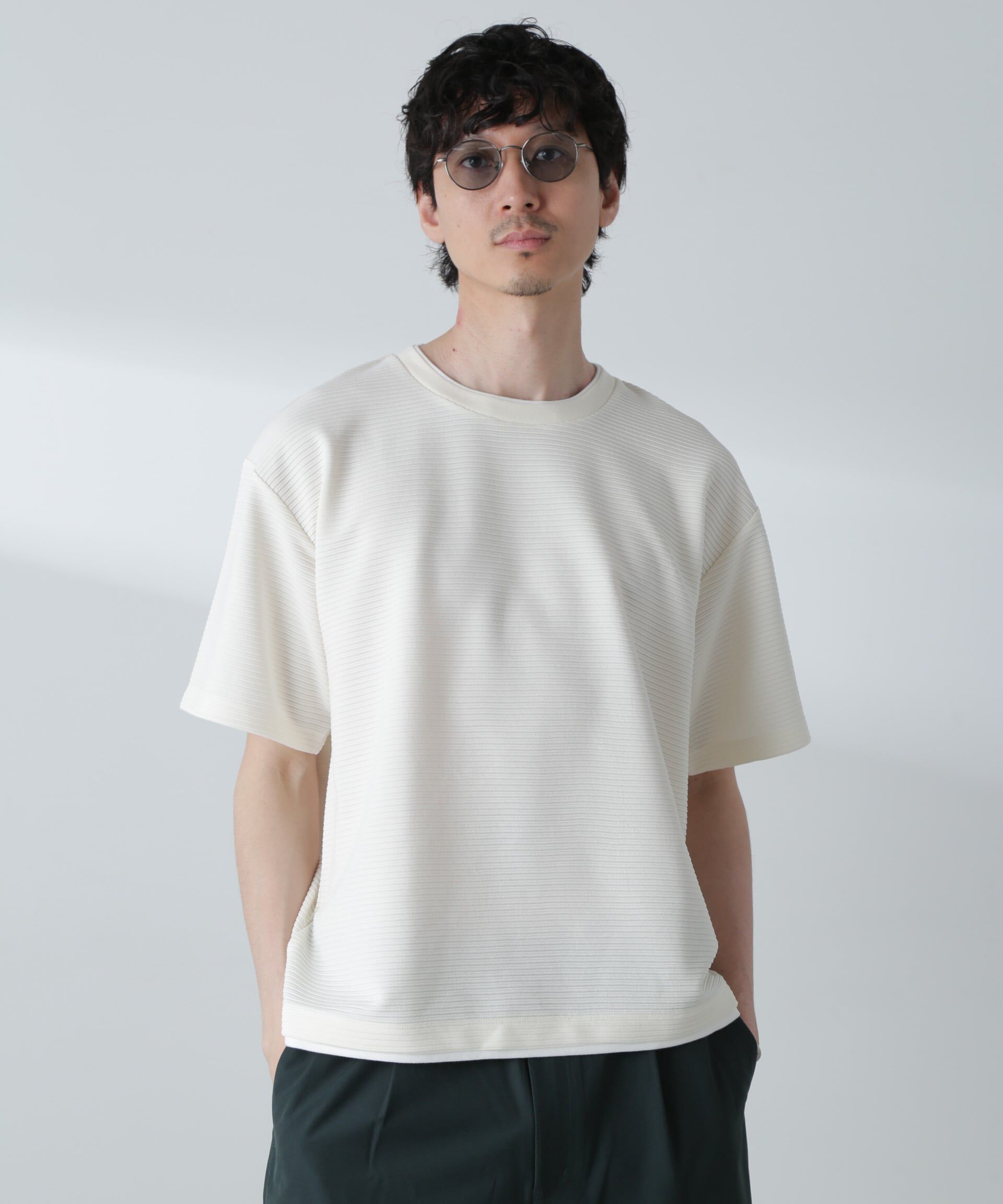 nano･universe「ガーターフェイクレイヤードTシャツ 半袖」|Tシャツ・カットソー|