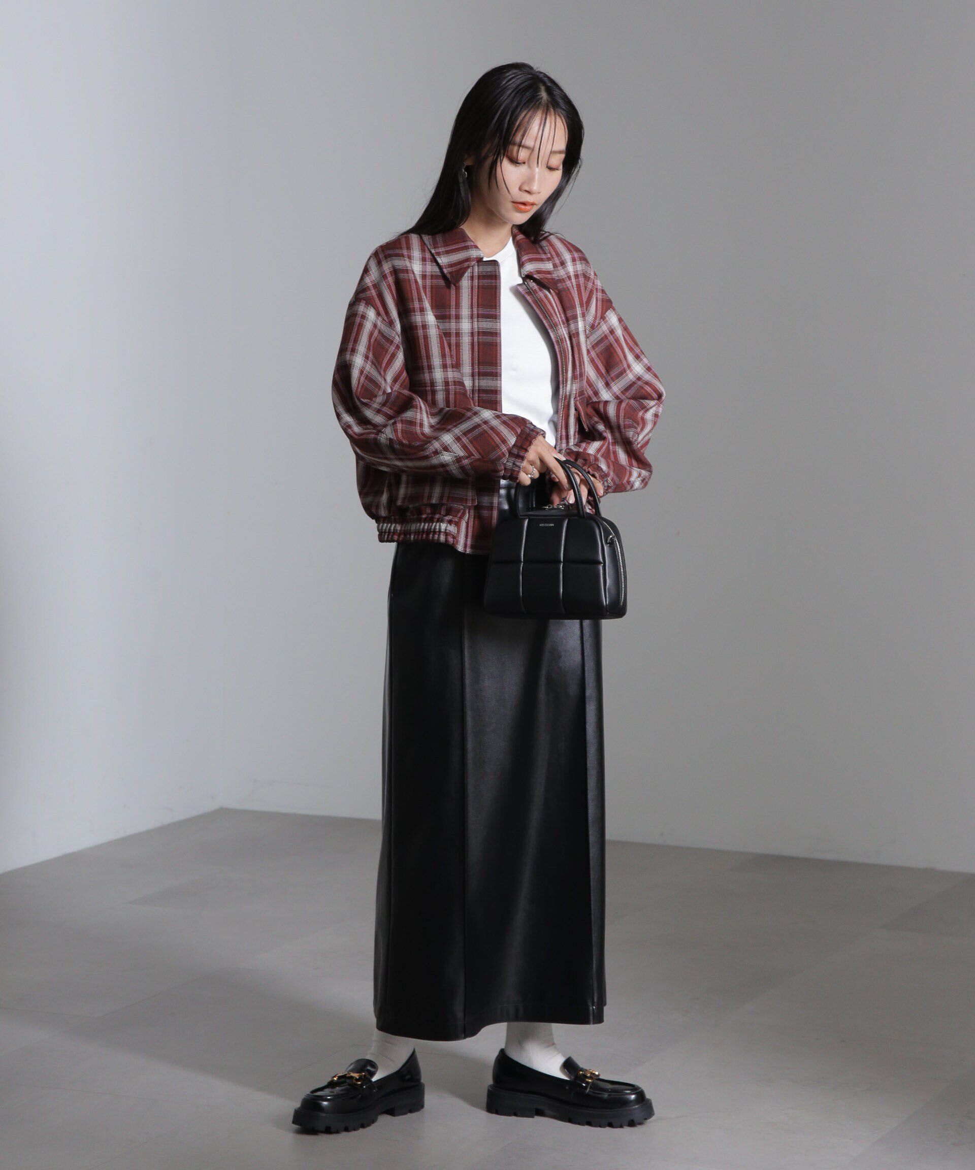 nano･universe「フェイクレザーピンタックスカート(セットアップ可)」|スカート|