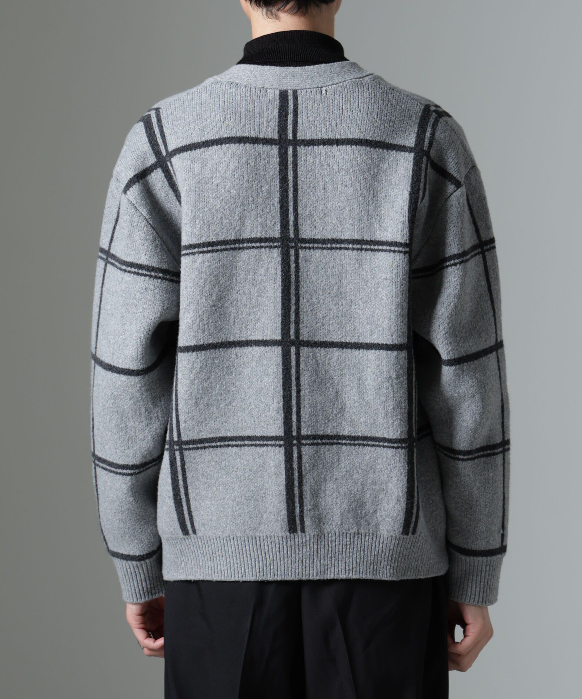 nano･universe「ビッグチェックニットカーディガン」|ニット・セーター|