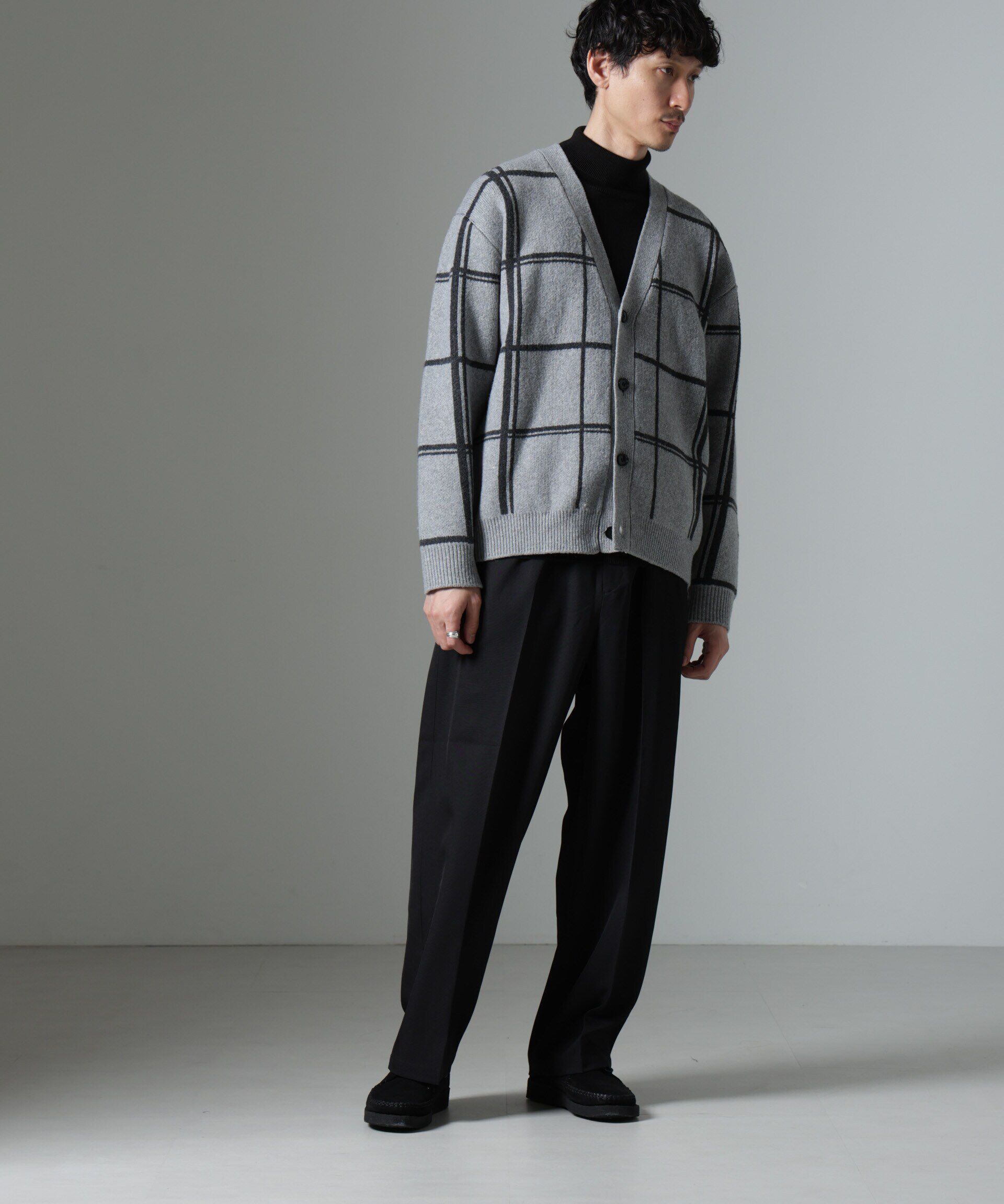nano･universe「ビッグチェックニットカーディガン」|ニット・セーター|