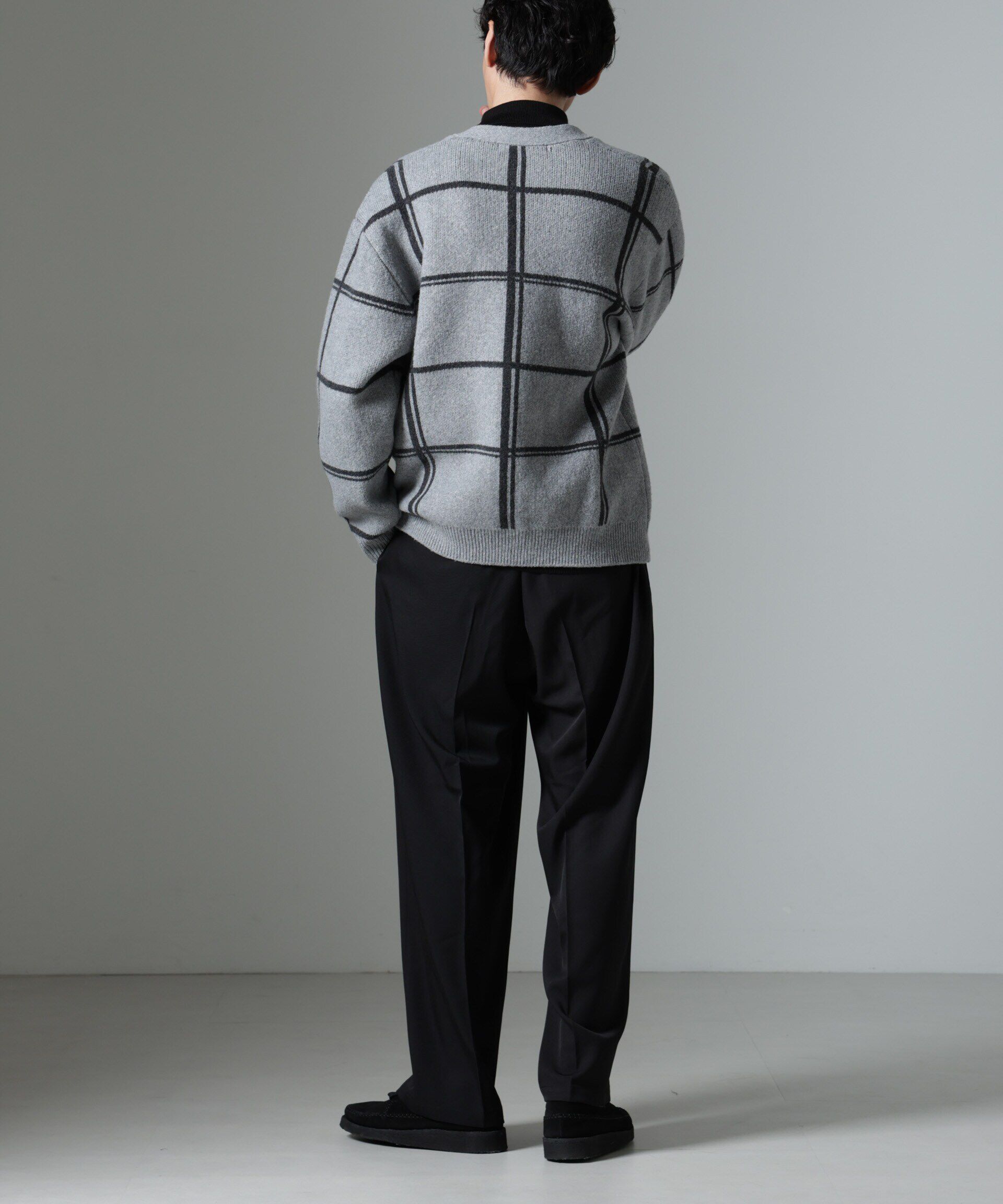 nano･universe「ビッグチェックニットカーディガン」|ニット・セーター|