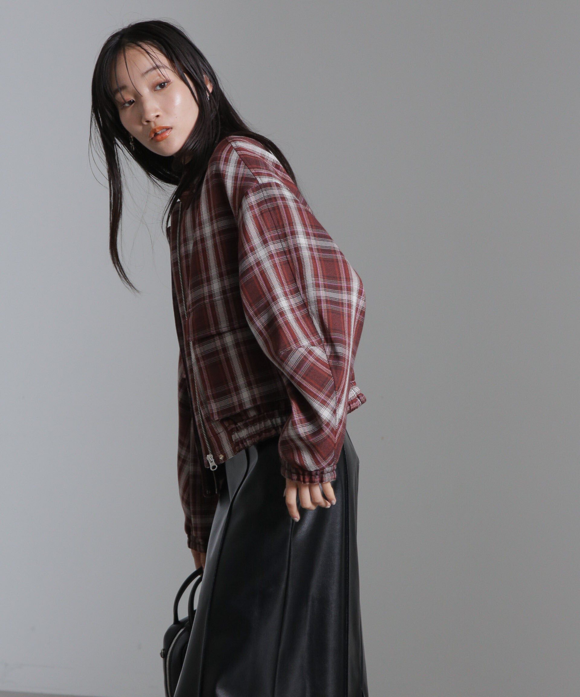 nano･universe「チェックショートブルゾン」|ブルゾン・スタジャン|