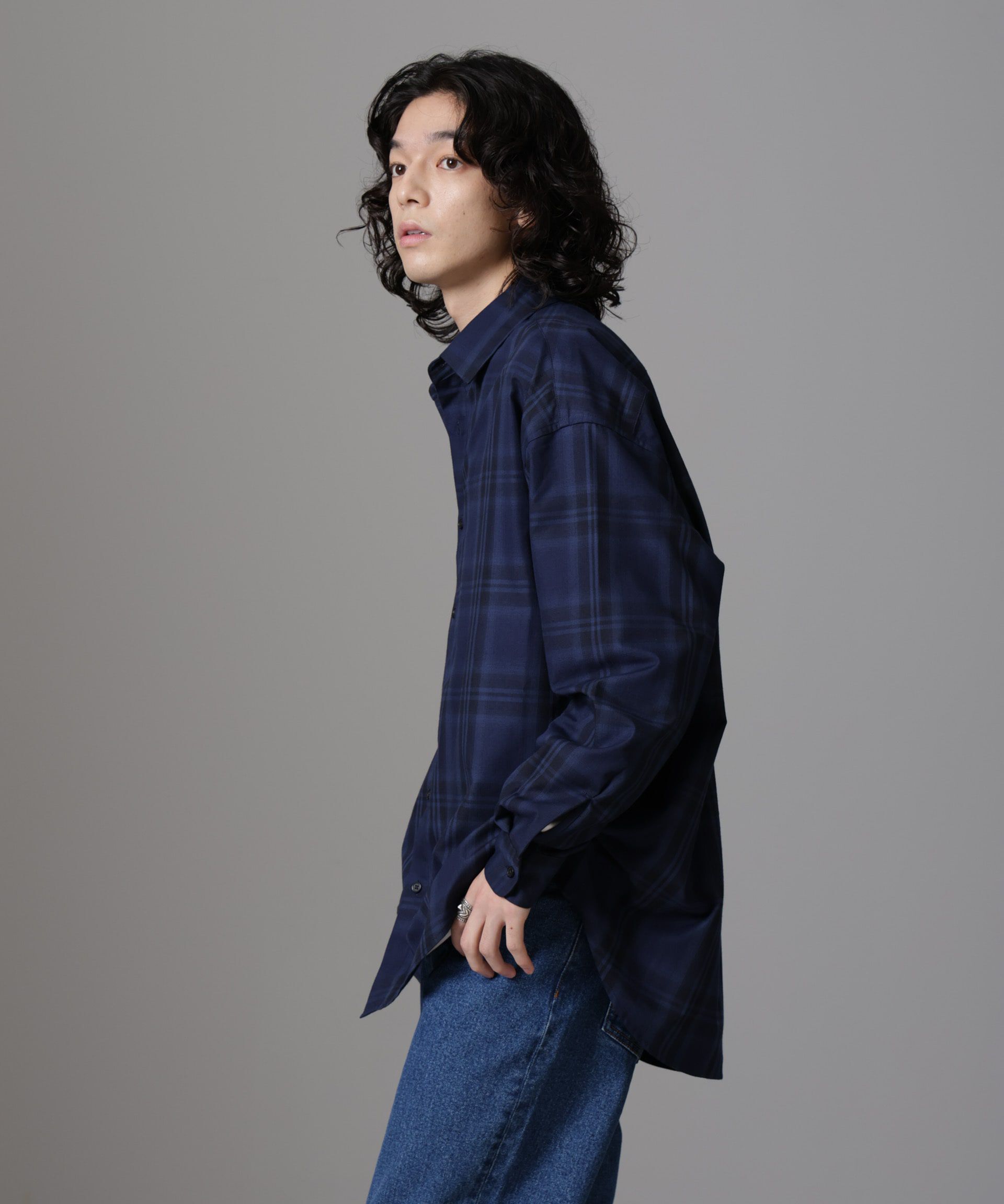 nano･universe「ビッグドレープチェックシャツ 長袖」|シャツ・ブラウス|