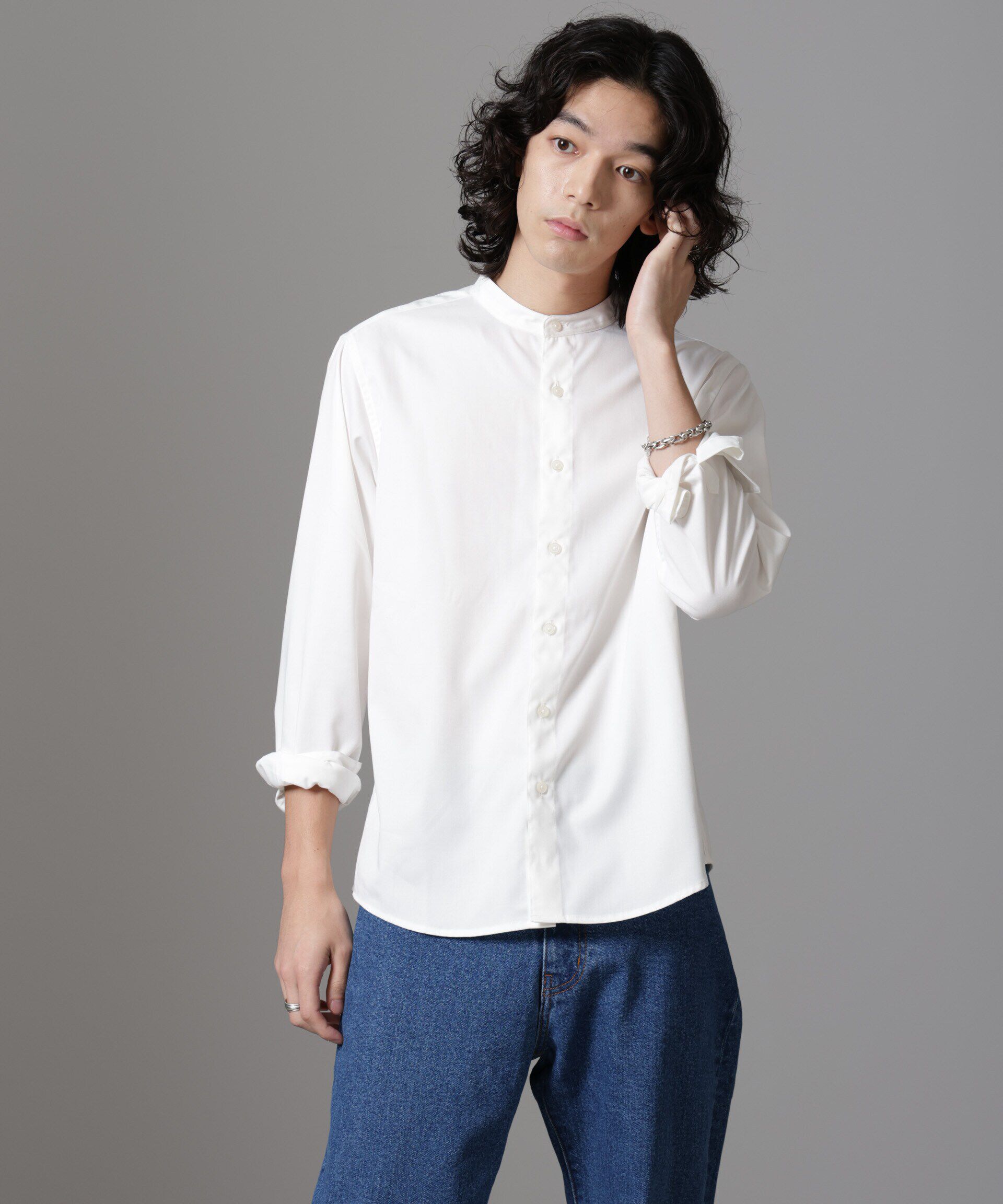 nano･universe「スタンダードバンドカラーシャツ/長袖」|シャツ・ブラウス|