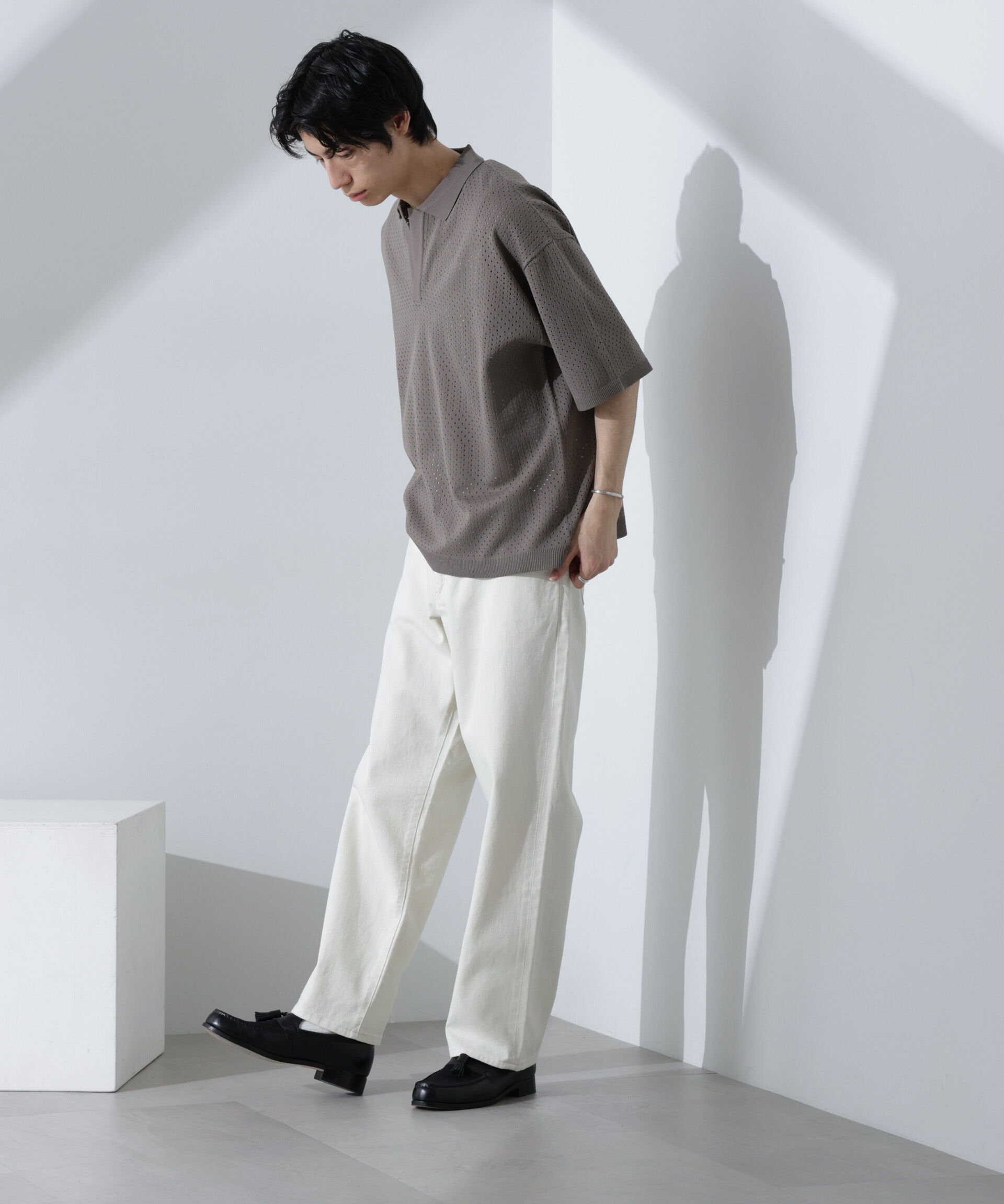 nano･universe「スキッパーテックニットポロシャツ/半袖」|ニット・セーター|