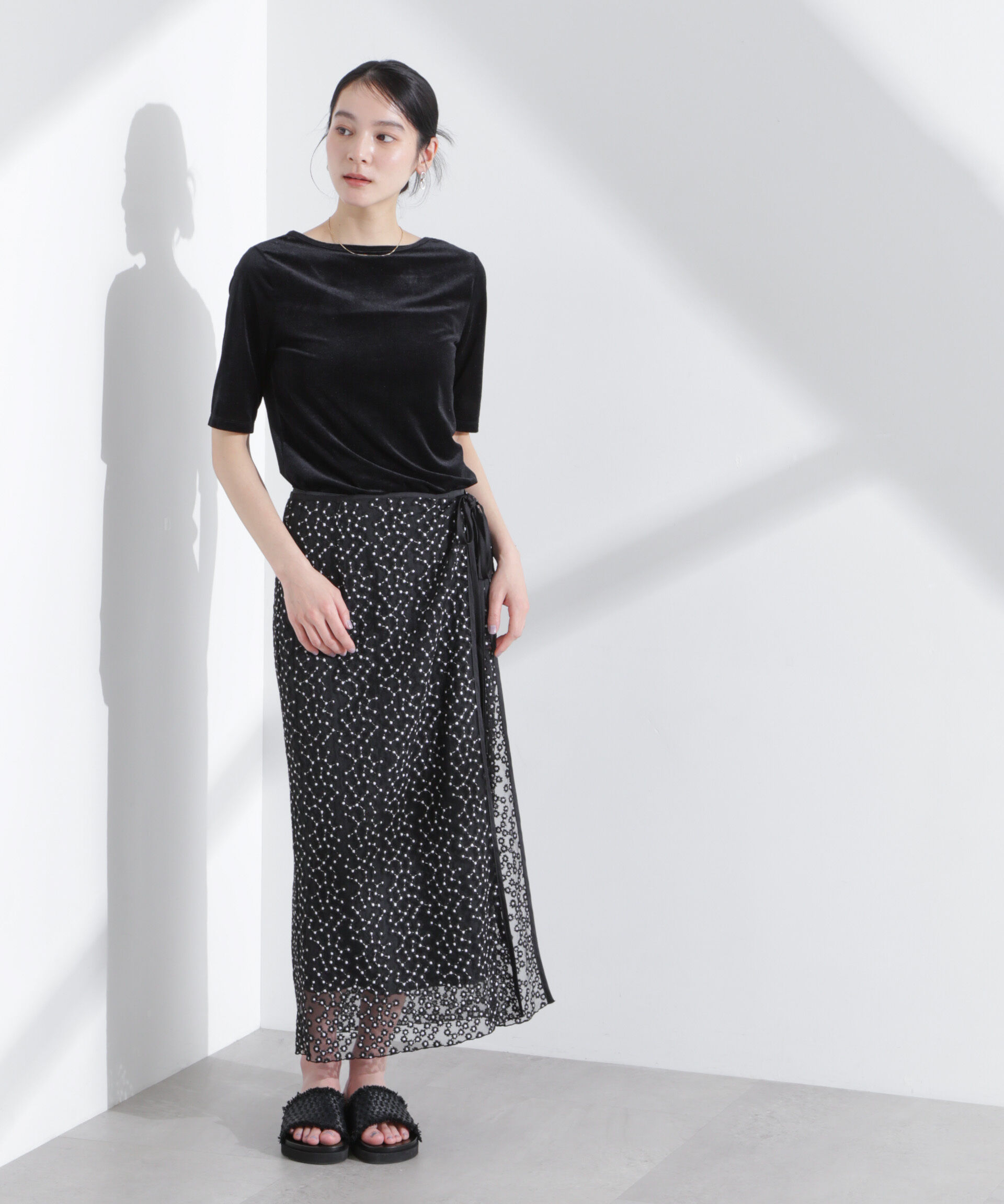 nano･universe「シアーベロアバックオープン5分袖Tシャツ」|Tシャツ・カットソー|