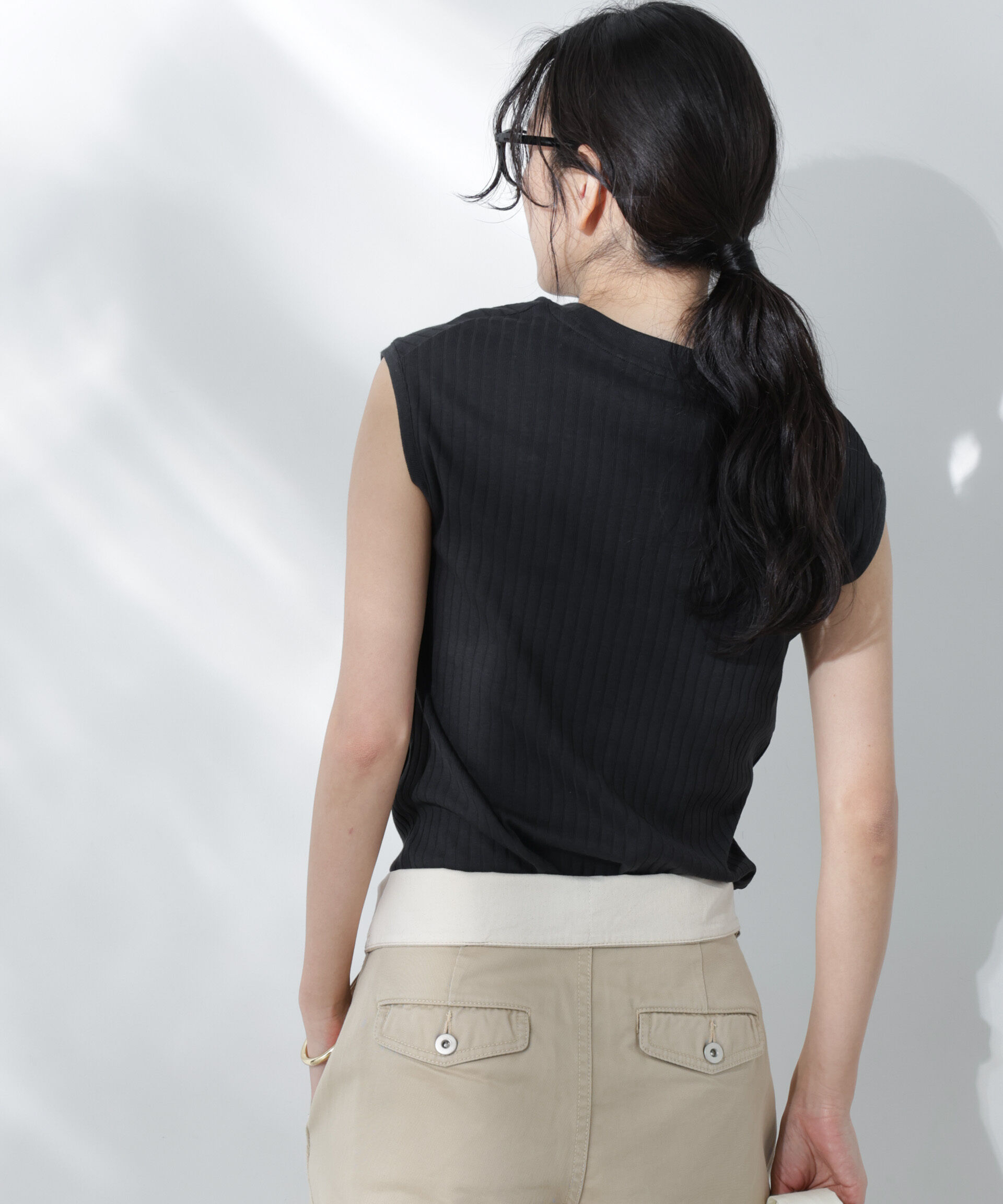 nano･universe「Anti Soaked(R) 汗染み防止リブノースリーブTシャツ（セットアップ可）」|Tシャツ・カットソー|