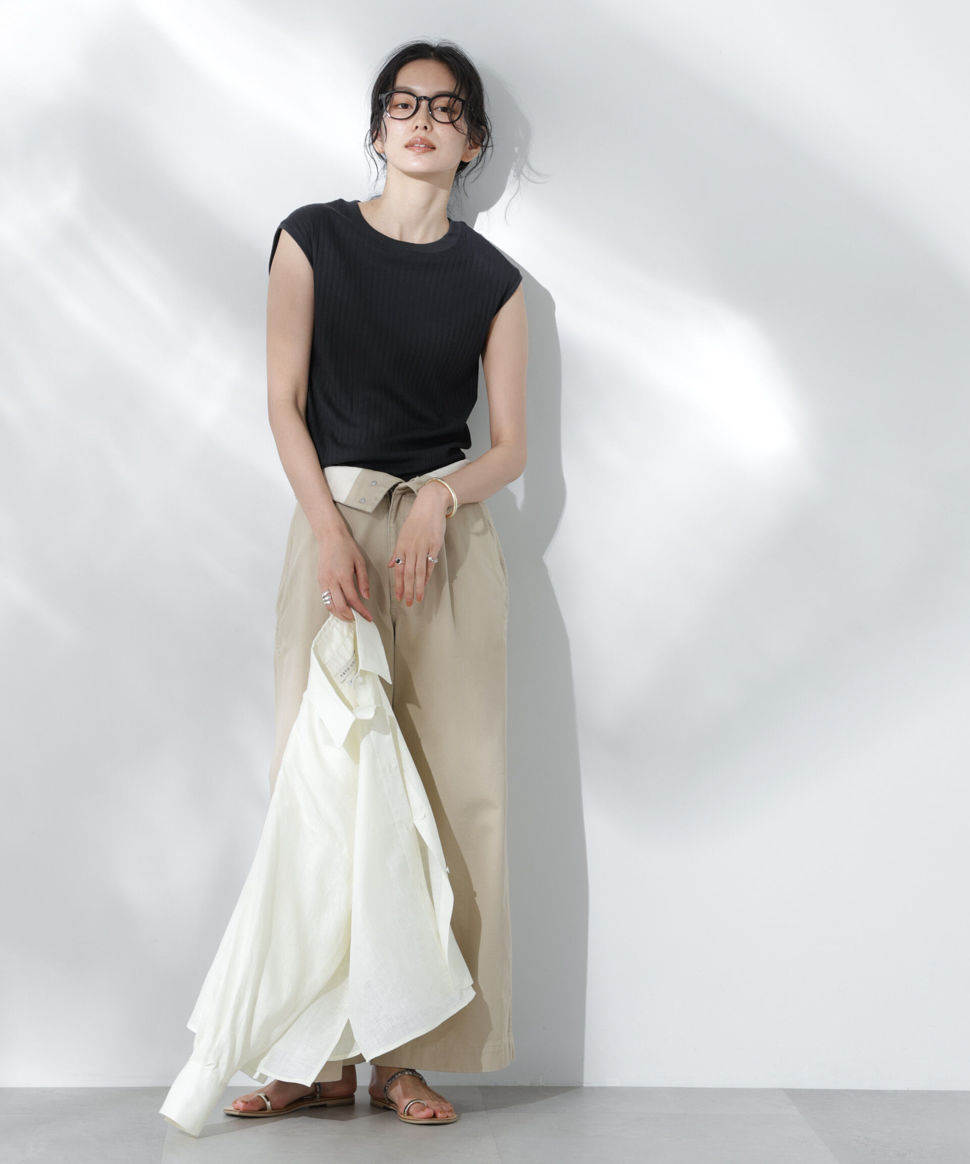 nano･universe「Anti Soaked(R) 汗染み防止リブノースリーブTシャツ（セットアップ可）」|Tシャツ・カットソー|