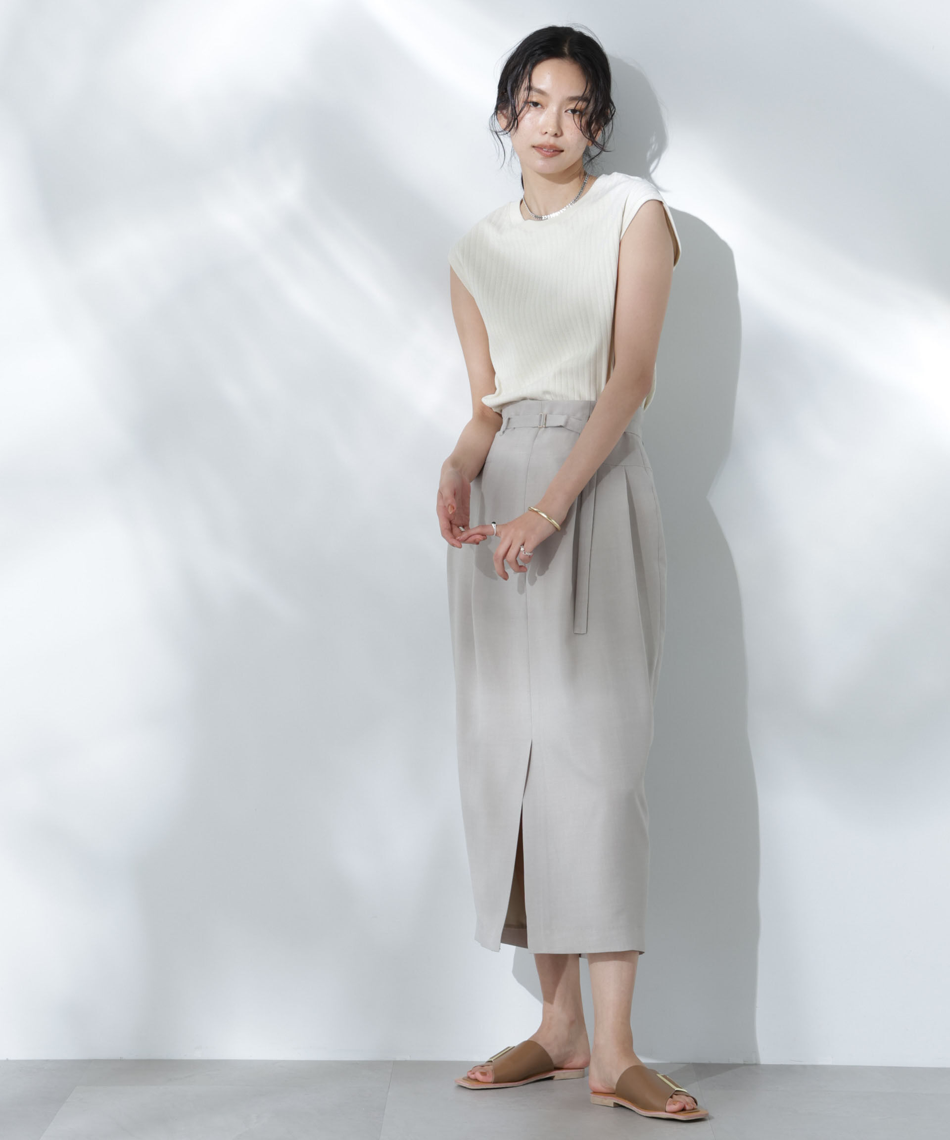 nano･universe「Anti Soaked(R) 汗染み防止リブノースリーブTシャツ（セットアップ可）」|Tシャツ・カットソー|