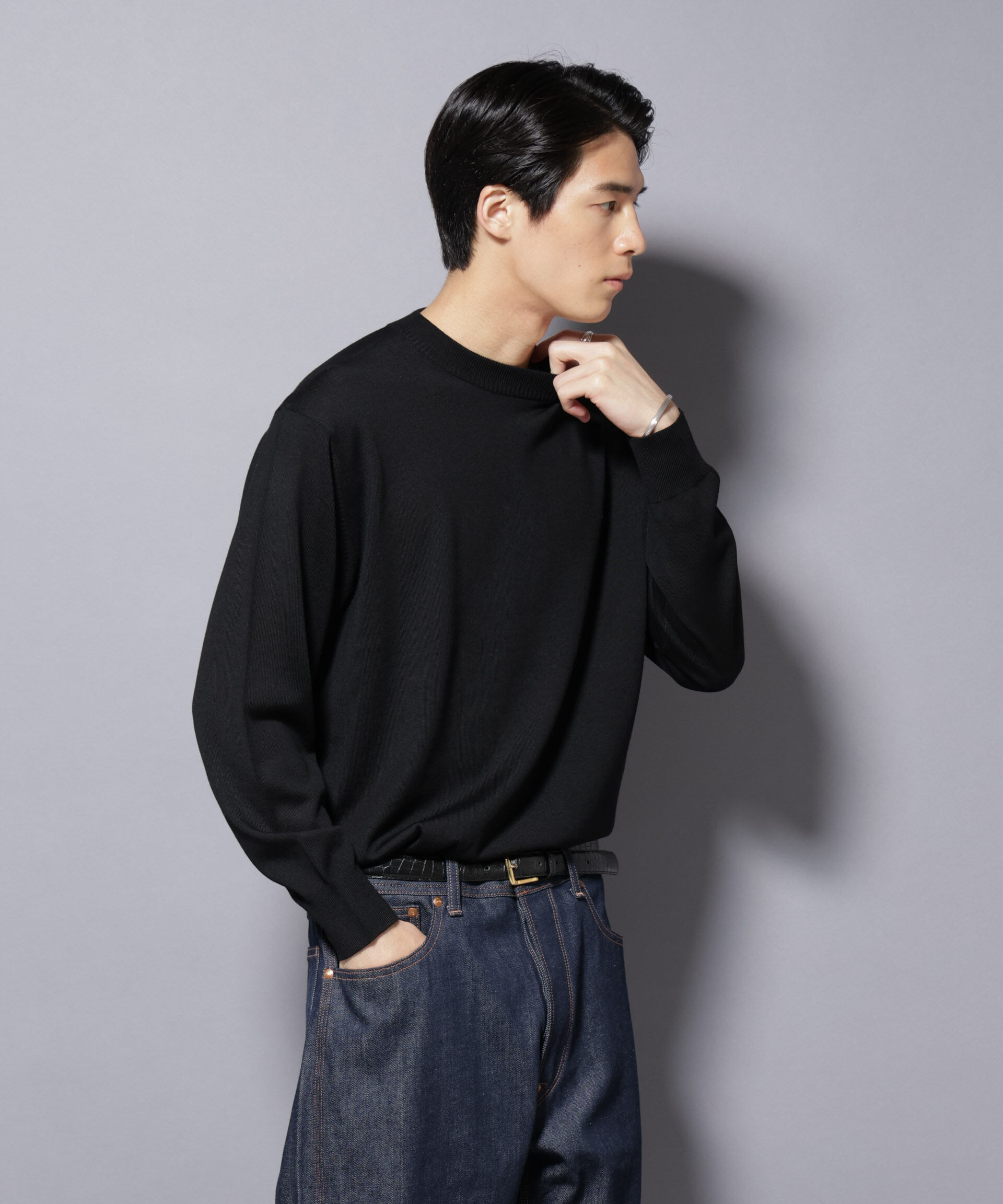 nano･universe「「毛玉レスニット」ファインゲージクルーネック」|ニット・セーター|