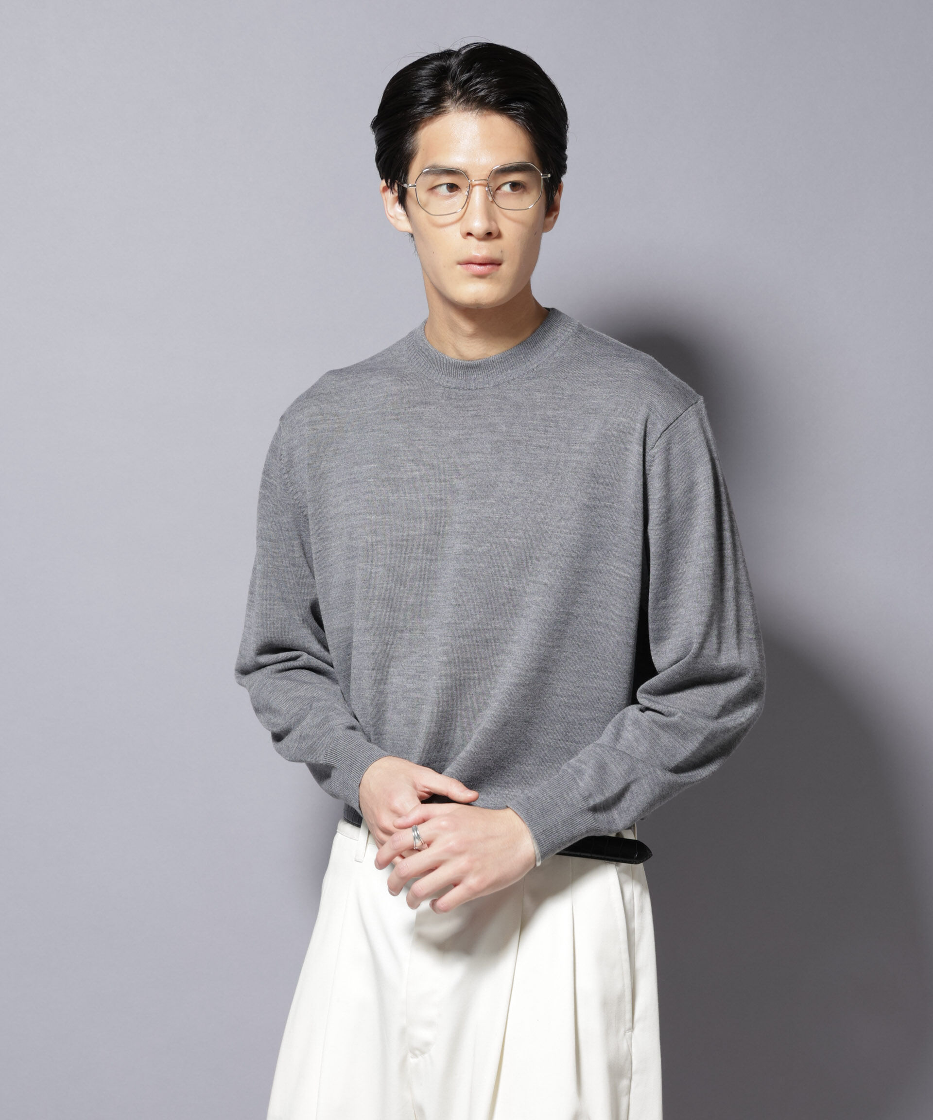 nano･universe「「毛玉レスニット」ファインゲージクルーネック」|ニット・セーター|