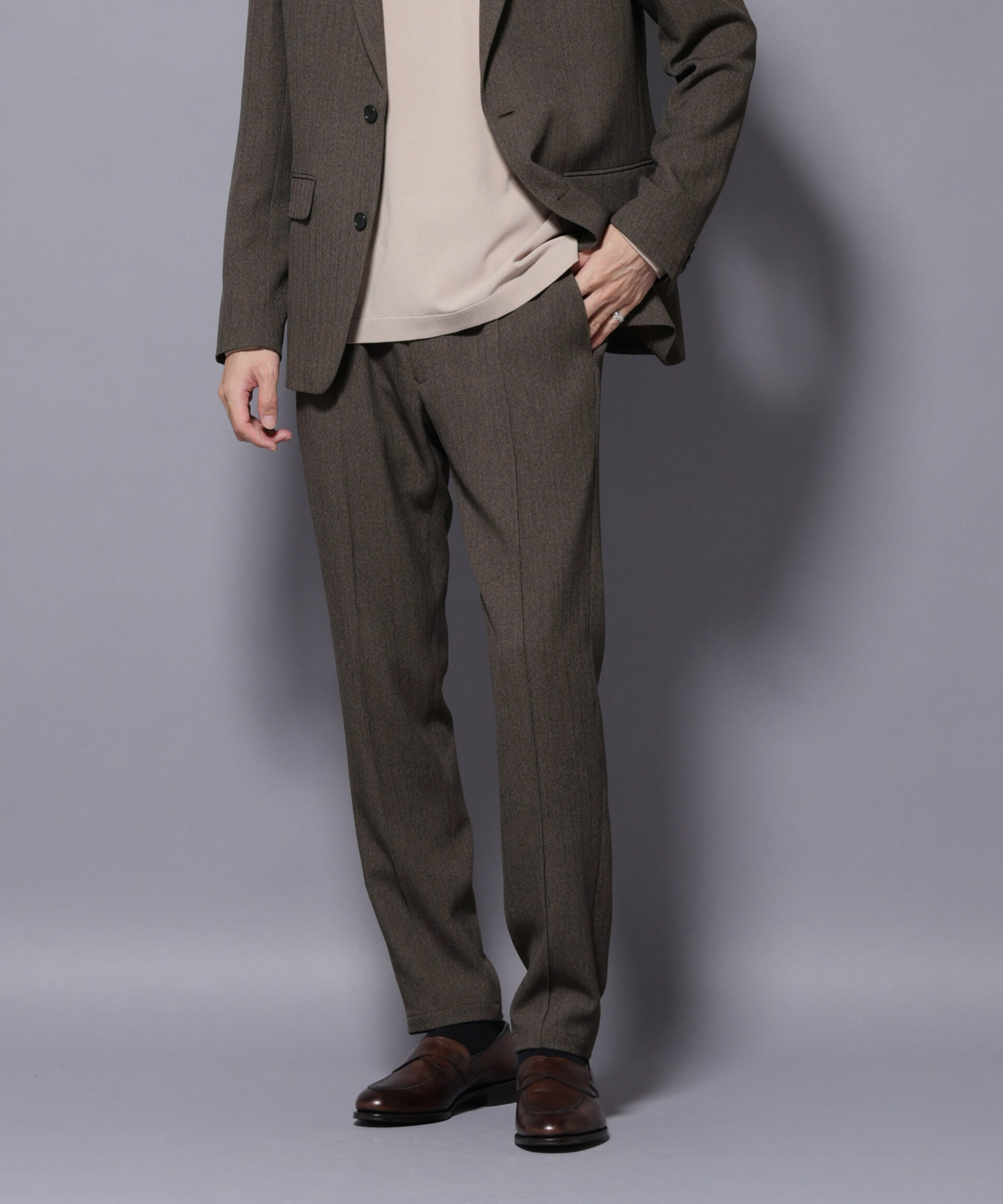 nano･universe「｢N TROUSERS BASIC｣ 洗えるMIXツイードストレッチパンツ(セットアップ可)」|スーツ|
