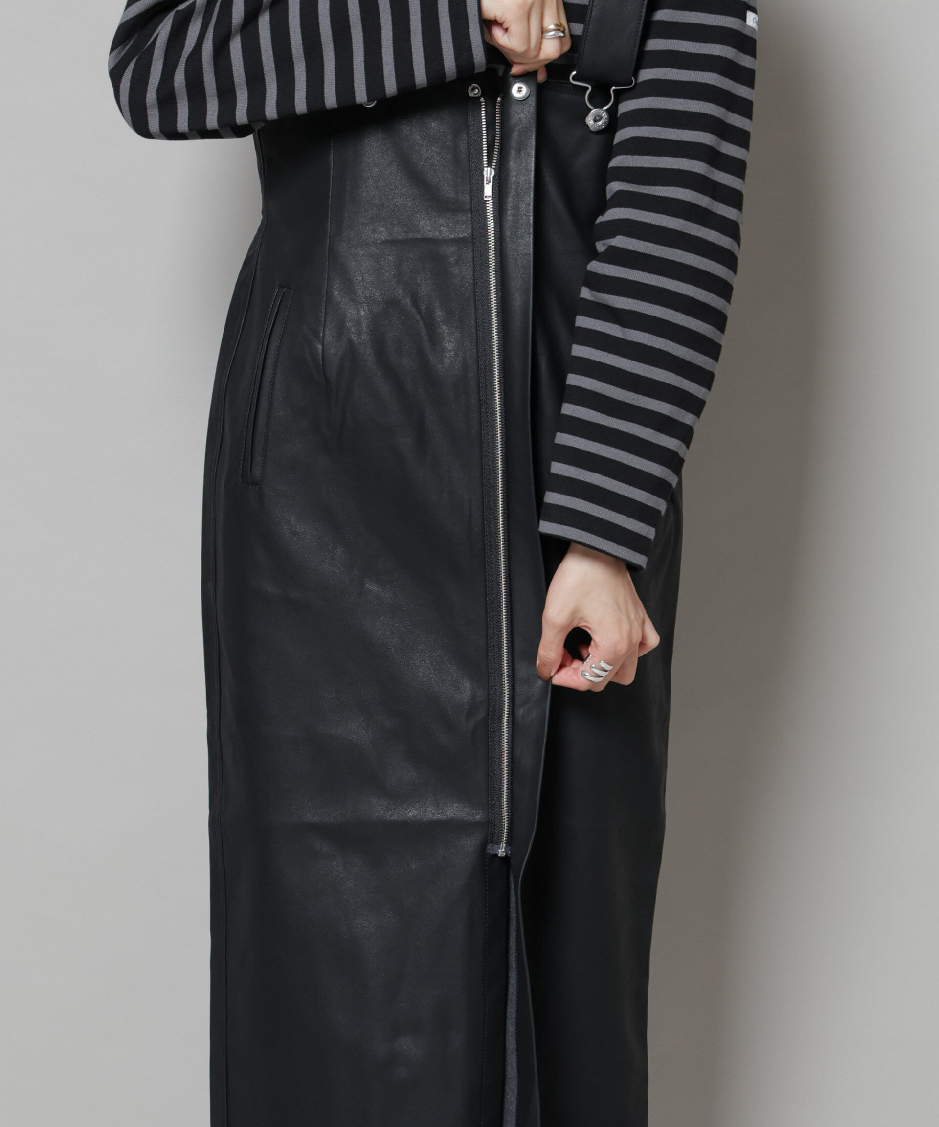 nano･universe「UNIVERSAL OVERALL/TIGHT ECO LEATHER」|ワンピース|