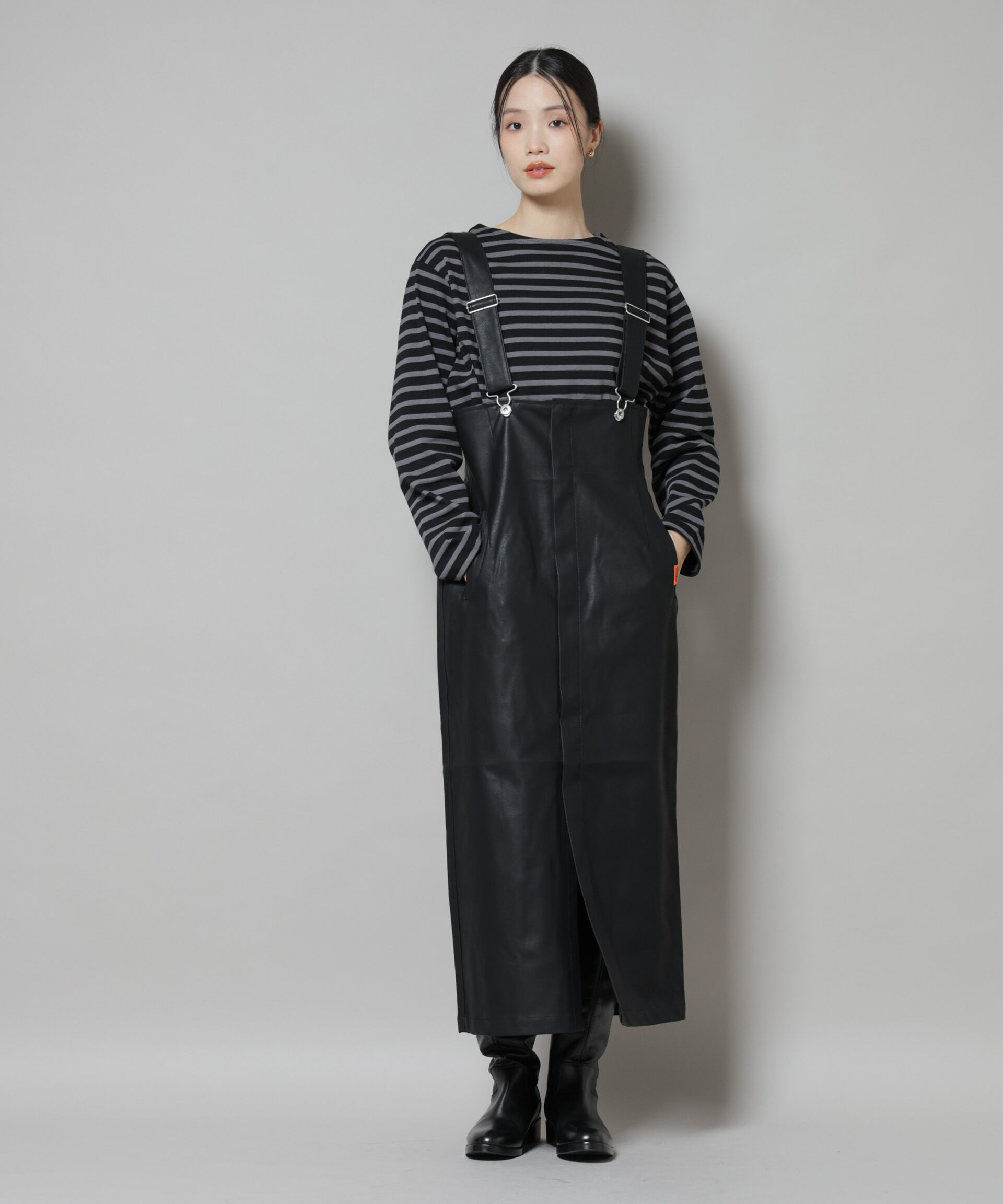 nano･universe「UNIVERSAL OVERALL/TIGHT ECO LEATHER」|ワンピース|
