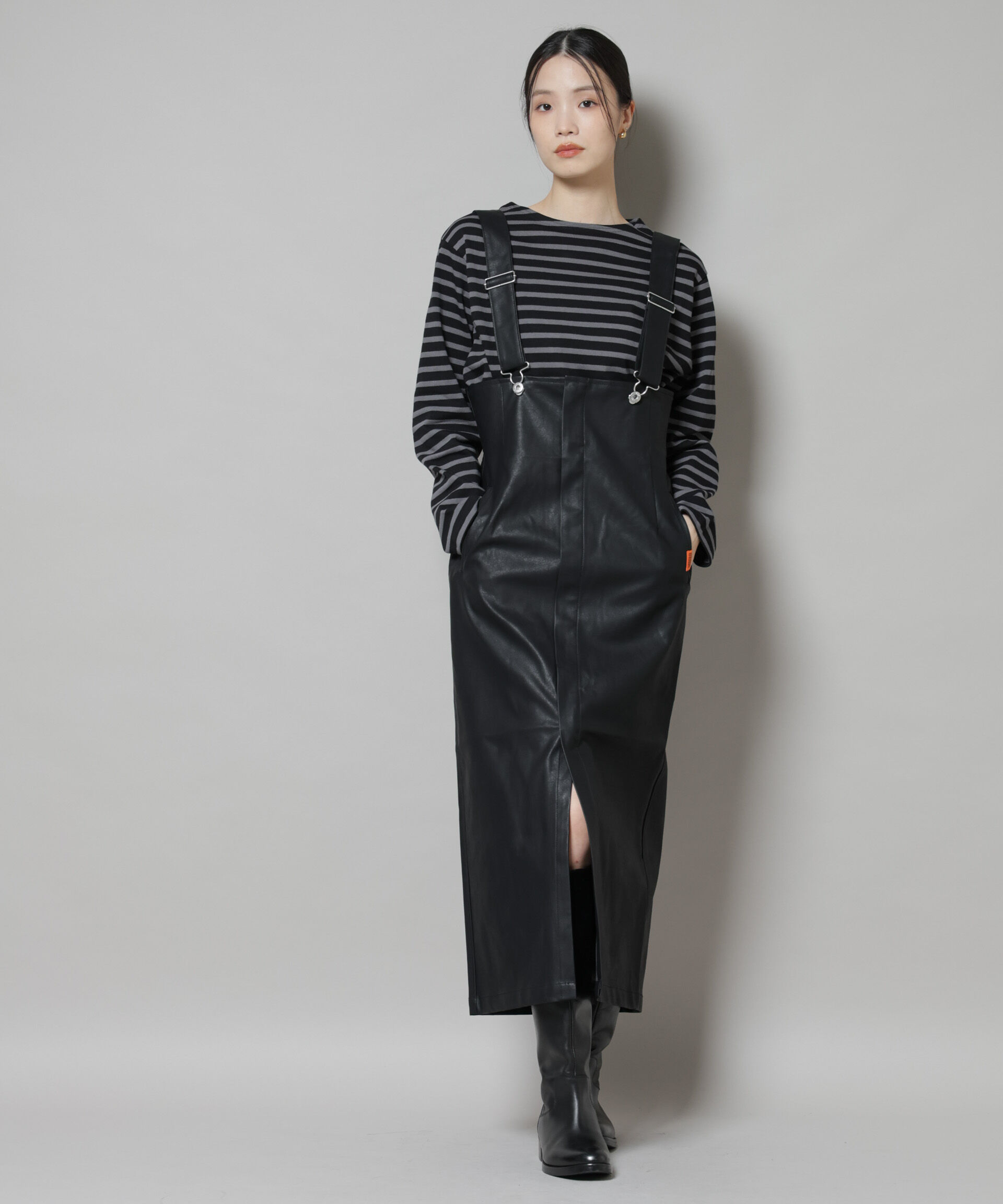 nano･universe「UNIVERSAL OVERALL/TIGHT ECO LEATHER」|ワンピース|