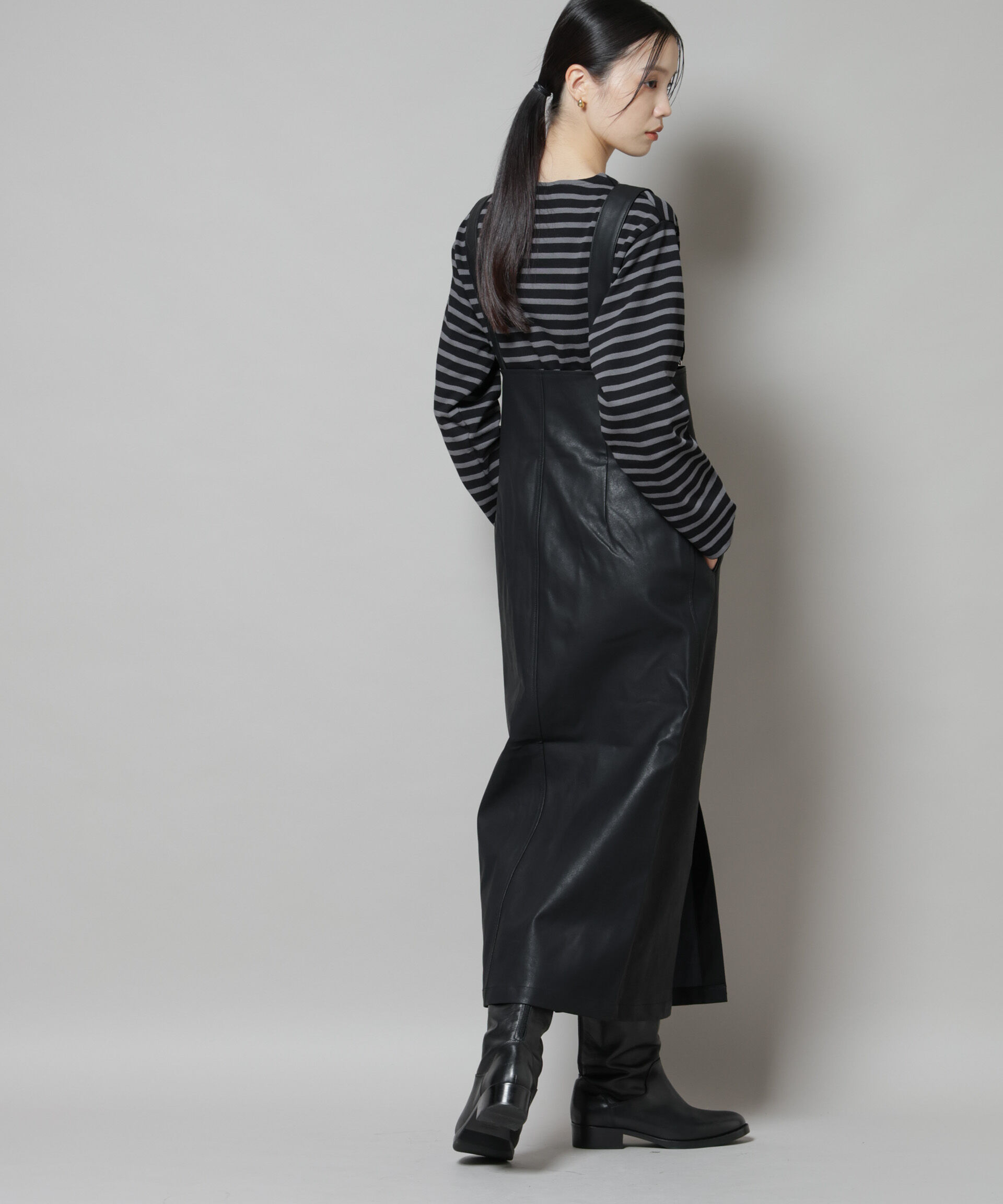 nano･universe「UNIVERSAL OVERALL/TIGHT ECO LEATHER」|ワンピース|