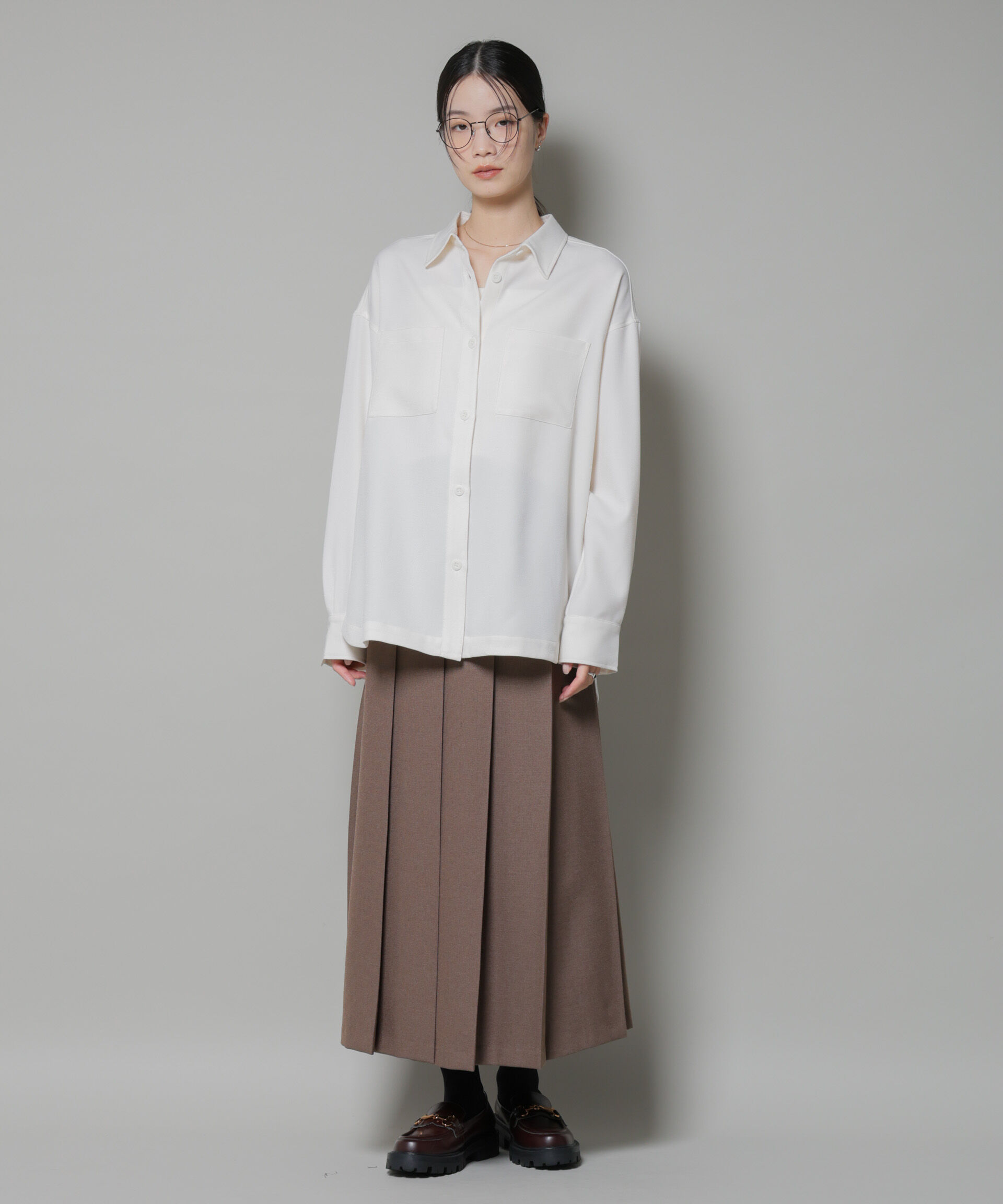 nano･universe「ウールライクポリエステルワイドシルエットシャツ(セットアップ可)」|シャツ・ブラウス|