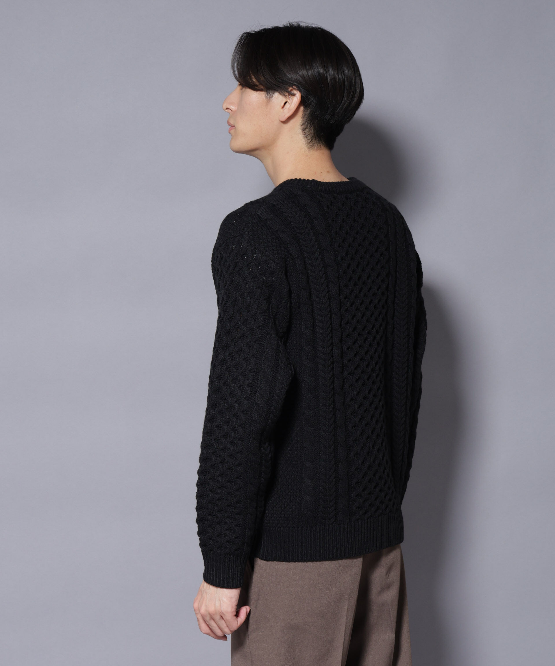 nano･universe「ローゲージケーブルニット」|ニット・セーター|