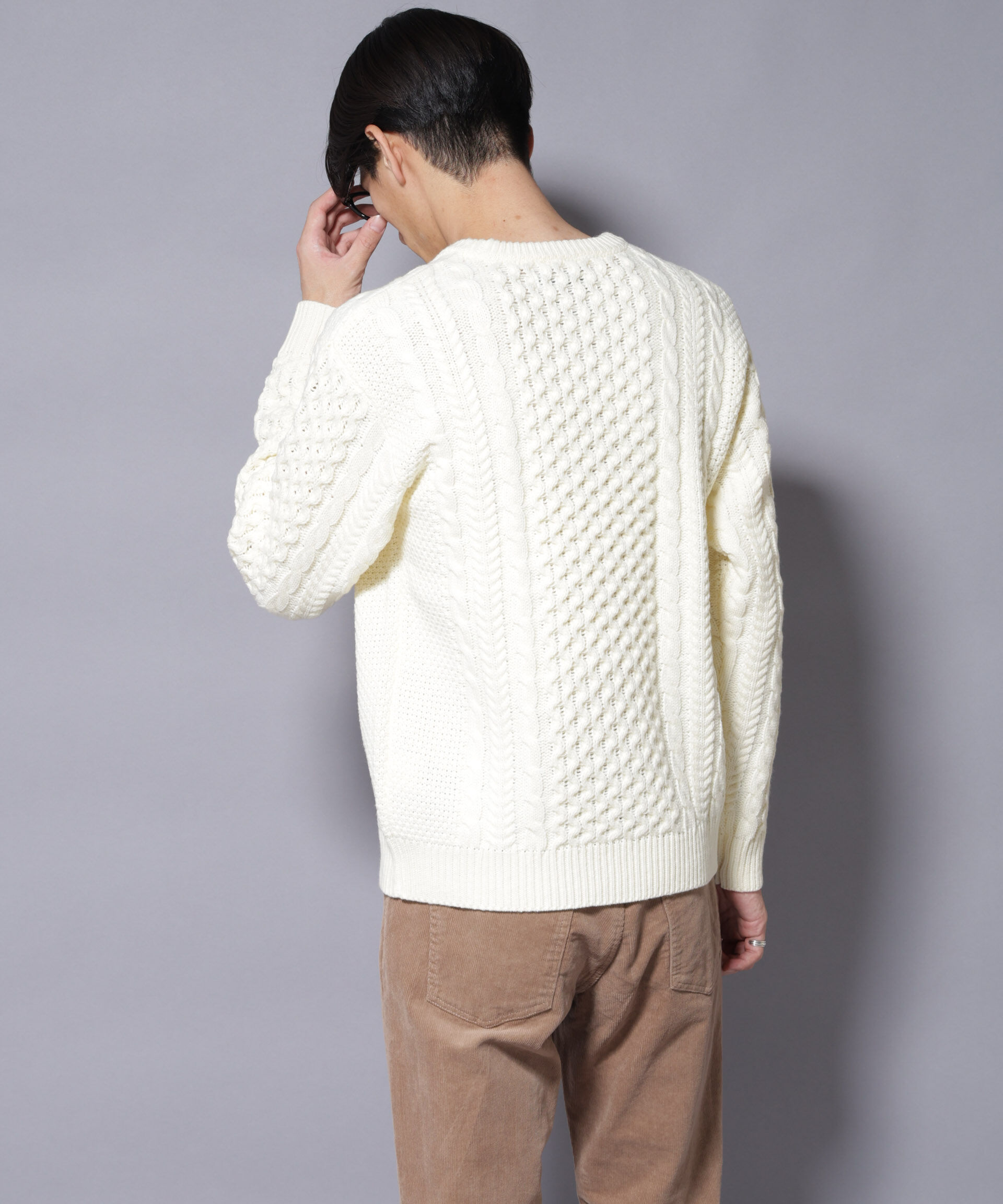 nano･universe「ローゲージケーブルニット」|ニット・セーター|