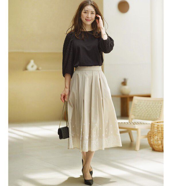 組曲「レースパネルプリント タックフレアスカート」|スカート|