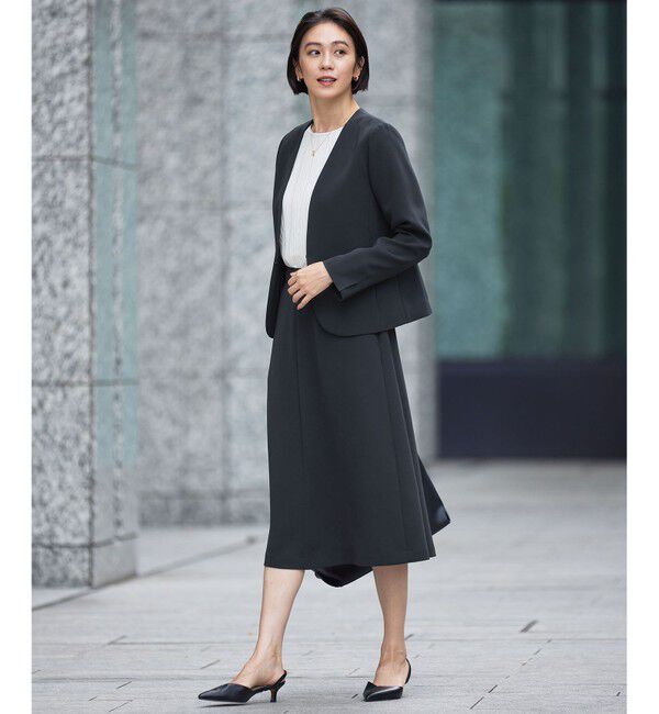 自由区「【セットアップ対応】トリアセダブルクロスノーカラー ジャケット」|ノーカラージャケット|