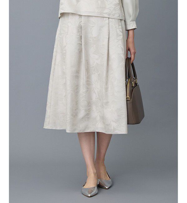 自由区「【セットアップ対応】フラワーオパールプリント スカート」|スカート|ベージュ