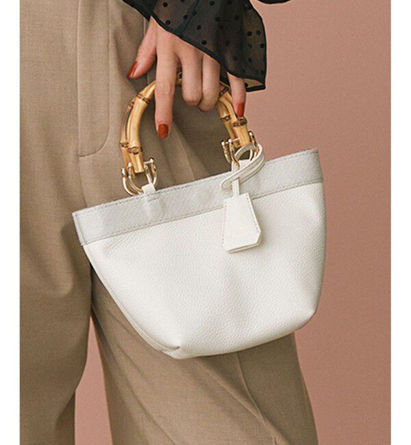 23区「バンブーハンドル ミニ ショルダーバッグ」|ショルダー・メッセンジャー|アイボリー系