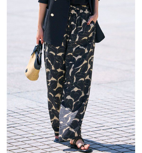 23区「【洗える】Ratti フラワーアートプリント ワイド パンツ」|その他|ﾌﾞﾗｯｸ&times;ﾍ