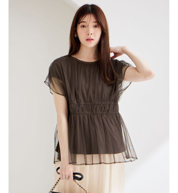 ANY SIS「【洗える】チュールペプラム ブラウス」|シャツ・ブラウス|ﾀﾞｰｸﾌﾞ