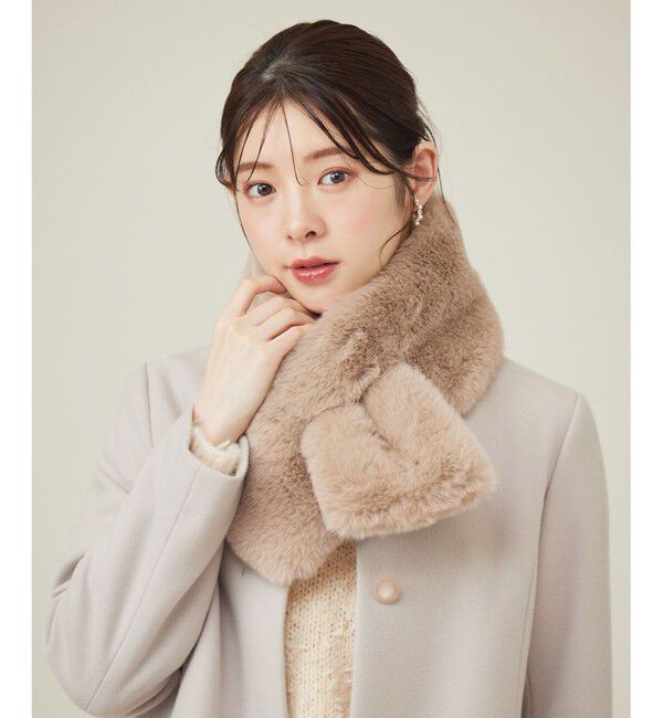 any SiS「フェイクファー ティペット」|マフラー|ベージュ