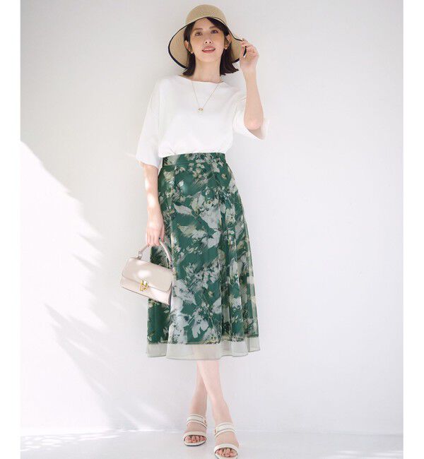 ANY SIS「【WEB・一部店舗限定】ハッチングフラワープリント スカート」|スカート|