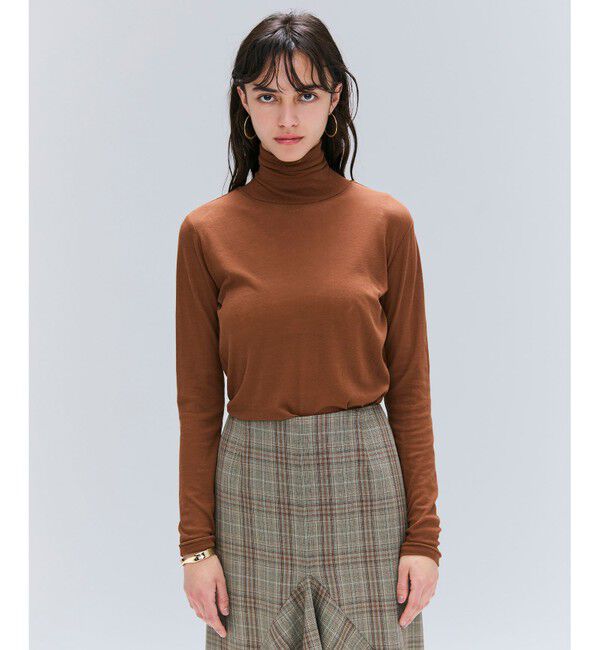 BEIGE,「【洗える】SORE / シアーコットンハイネックカットソー」|Tシャツ・カットソー|Brown