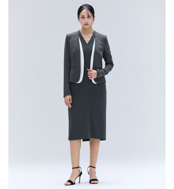 BEIGE,「【洗える】CINDY / Vネックハーフスリーブワンピース」|ワンピース|