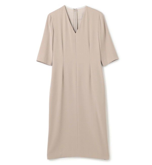 BEIGE,「【洗える】CINDY / Vネックハーフスリーブワンピース」|ワンピース|