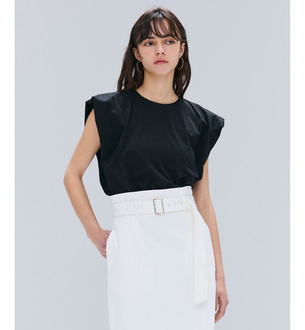 BEIGE,「【洗える】SCALA / コットンリネンボリュームスリーブトップス」|Tシャツ・カットソー|Black