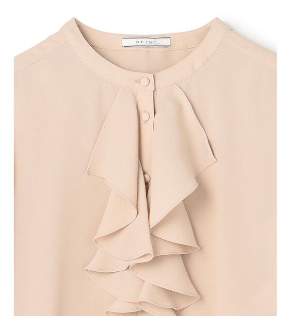 BEIGE,「【WEB限定・洗える】CLARION / バンドカラーフリルブラウス」|シャツ・ブラウス|