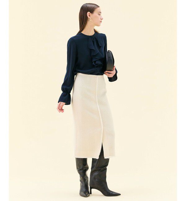 BEIGE,「【WEB限定・洗える】CLARION / バンドカラーフリルブラウス」|シャツ・ブラウス|