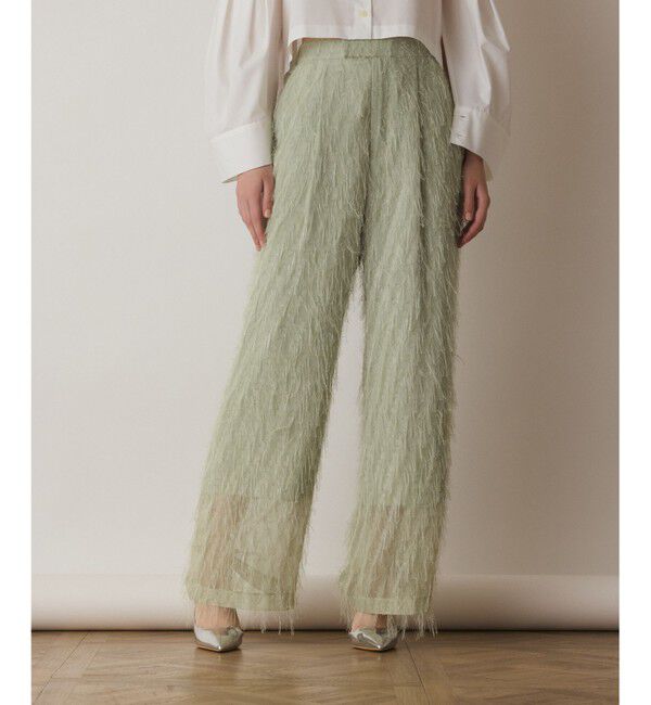  「フリンジワンタックパンツ」|その他|グリーン